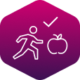 Gemeinsam gesund ernähren - Icon Diabetiker und Apfel